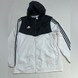 Adidas Jacket Mens Sz M AFS Tiro Windbreaker Black White 3 Stripes Track Hoodie